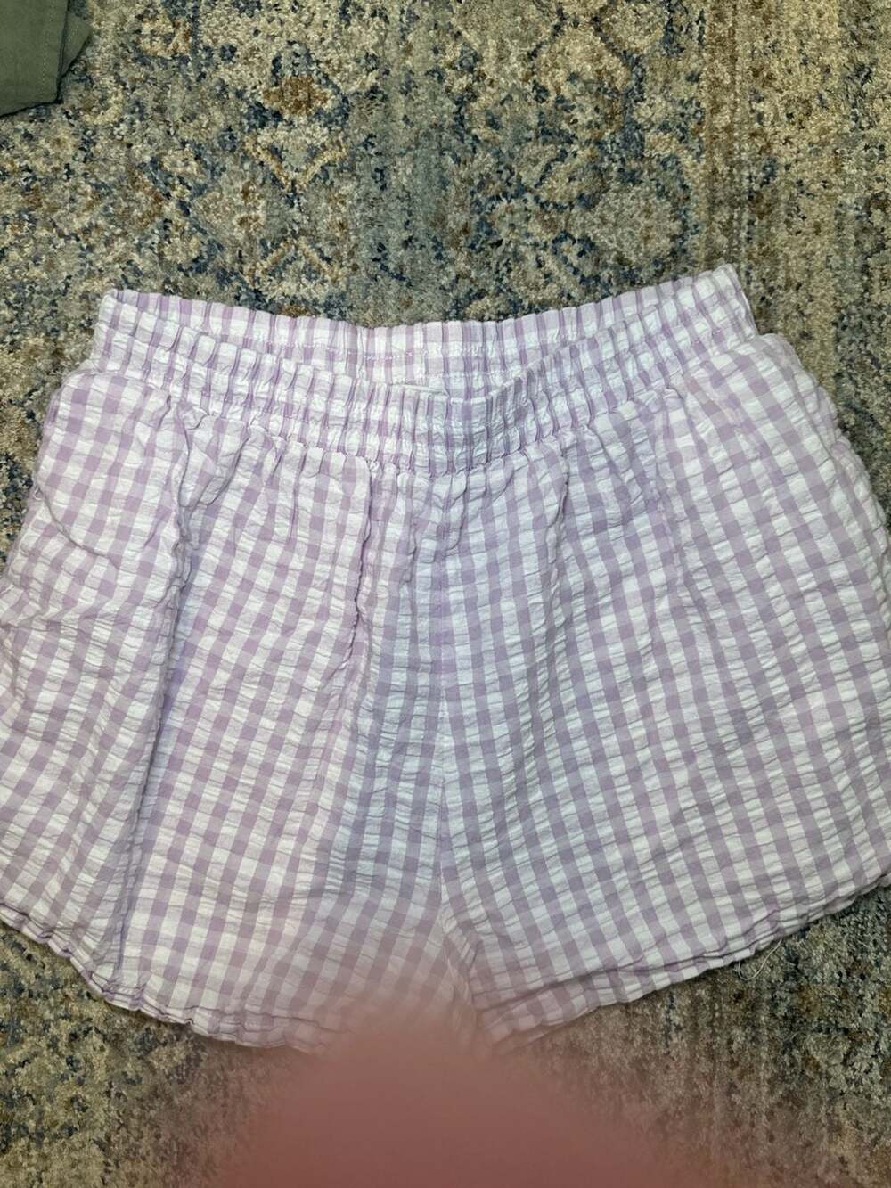 Cotton On Seersucker Gingham Pull On Lounge Shorts Purple US 8